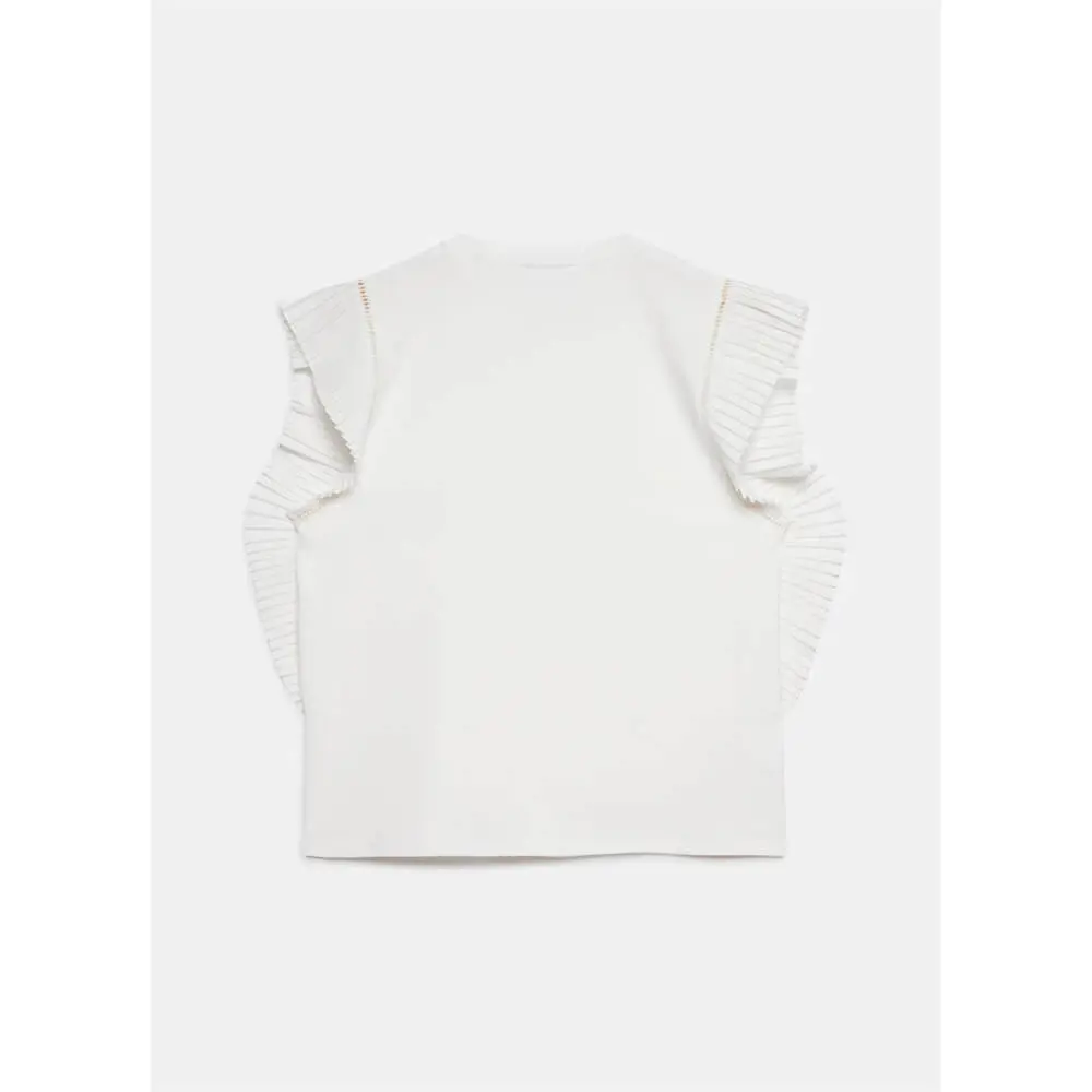 Mint Velvet White Cotton Pleated T Shirt